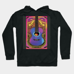 Acoustic Guitar Portrait Oil Painting Style Digital Art Hoodie